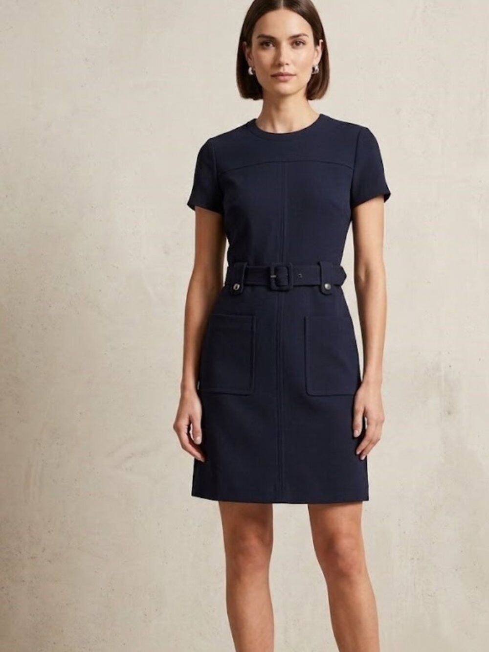 Club Monaco Women's Belted Pocket Dress Dark Navy Size 00 NWT $249